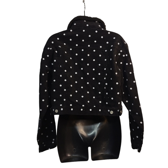 Fika the Brand Women's Black White Corduroy Polka Dot Cropped Jacket Siz… - Picture 2 of 10
